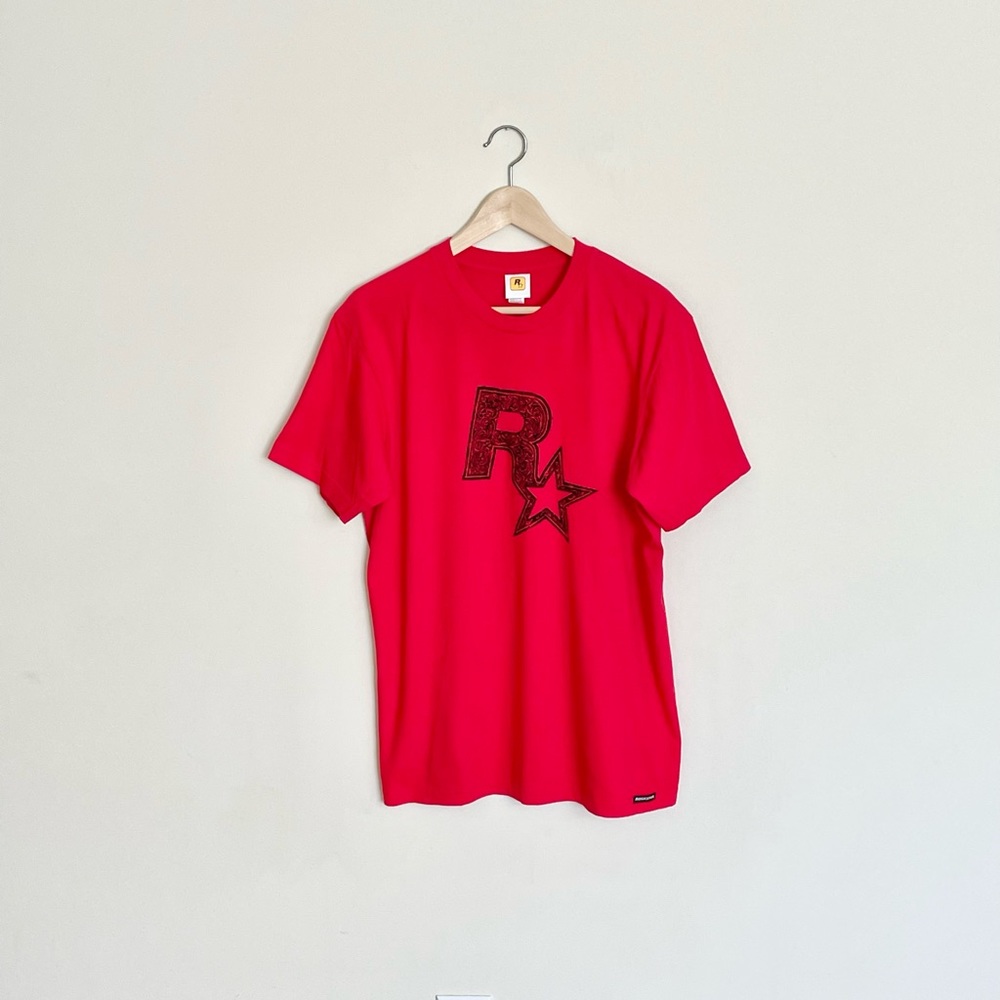 NEW Vintage 1998 Rockstar Games Logo Graphic Red T Shirt Adult size Large
